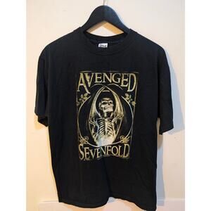 Avenged Sevenfold A7X Scorched Earth Skull Demon Y2K 2010s Graphic Shirt Sz L
